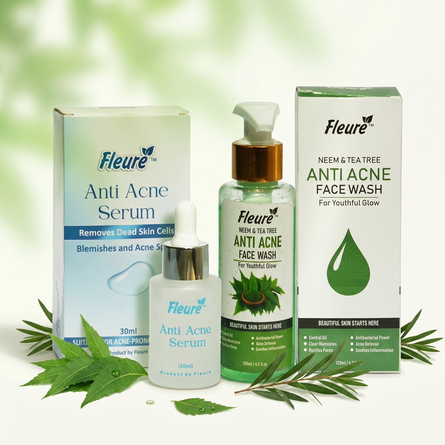 ✨ Fleure Anti Acne Kit 🌿💧✨ (Anti-Acne Serum + Anti-Acne Face Wash)