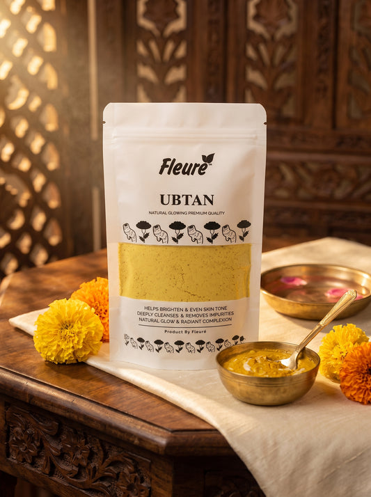 Fleure Ubtan Powder face mask for natural glow, radiant complexion, and traditional skincare ritual