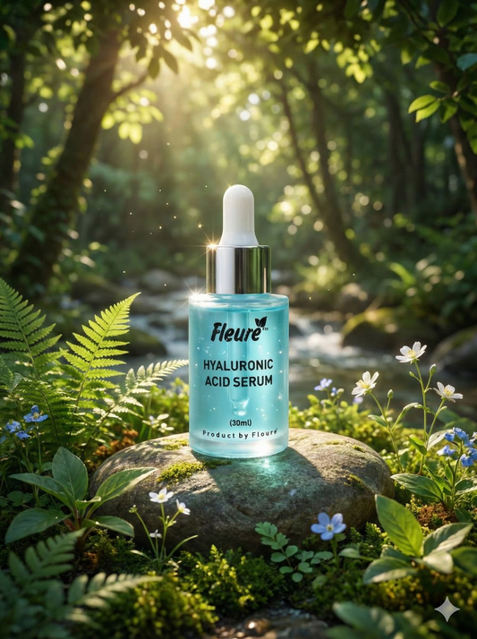 Hydrating hyaluronic acid serum for face – Fleuré serum reduces fine lines and restores skin elasticity in Pakistan.