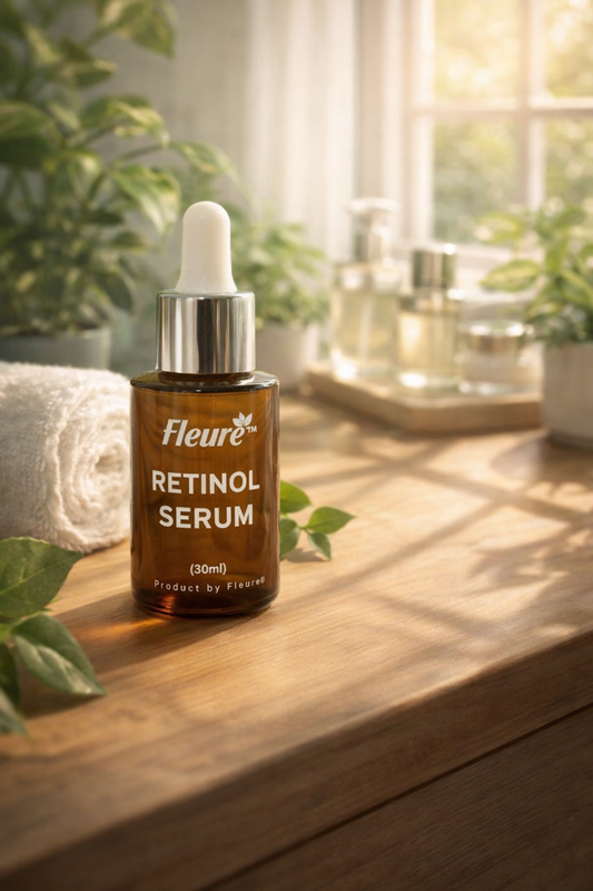 Lightweight retinol serum being applied on face, anti-wrinkle retinol serum in Pakistan with niacinamide and hyaluronic acid