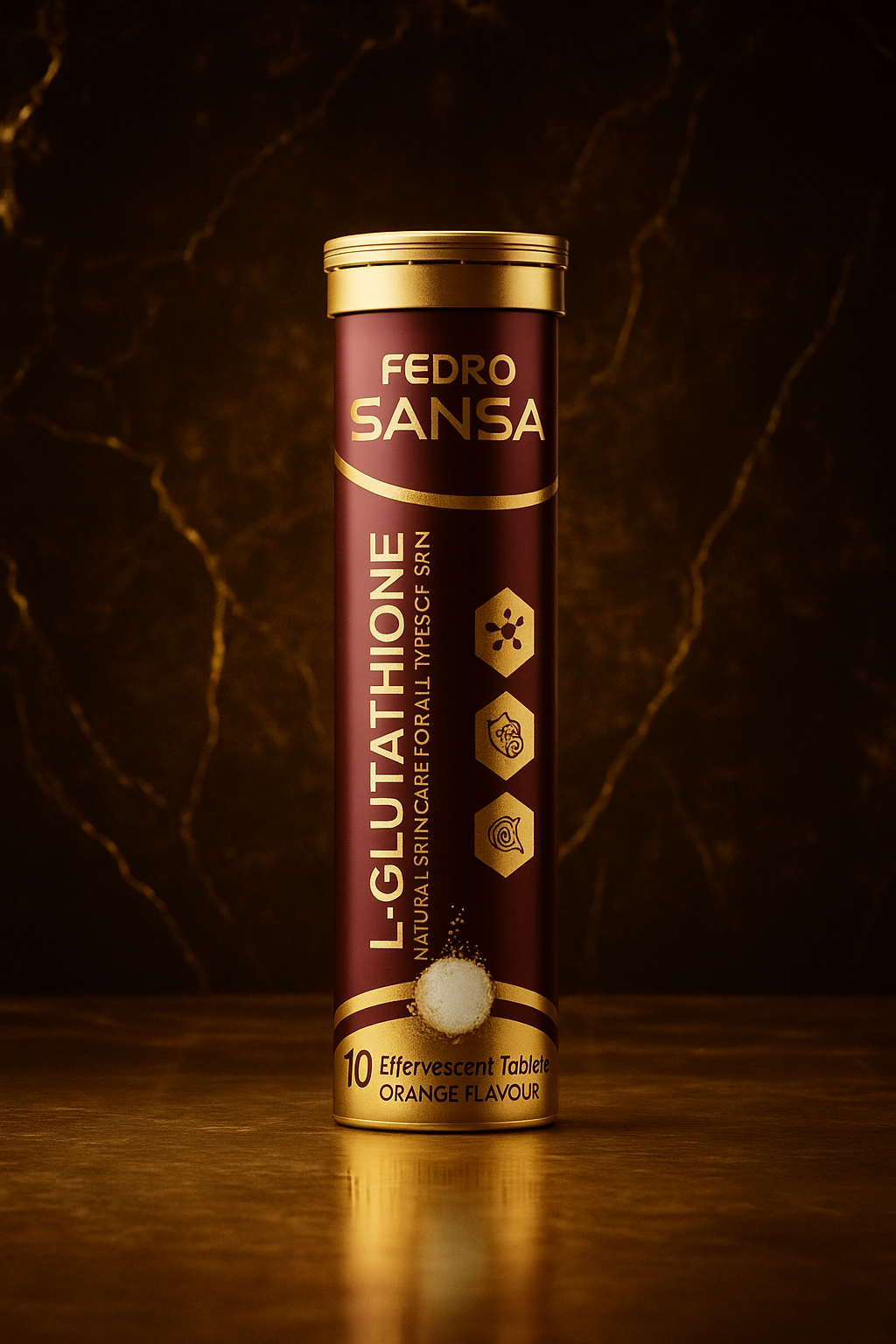SANSA - Glutathione Effervescent Tablets with Vitamin C, E & Hyaluronic Acid – Skin Brightening & Antioxidant Boost