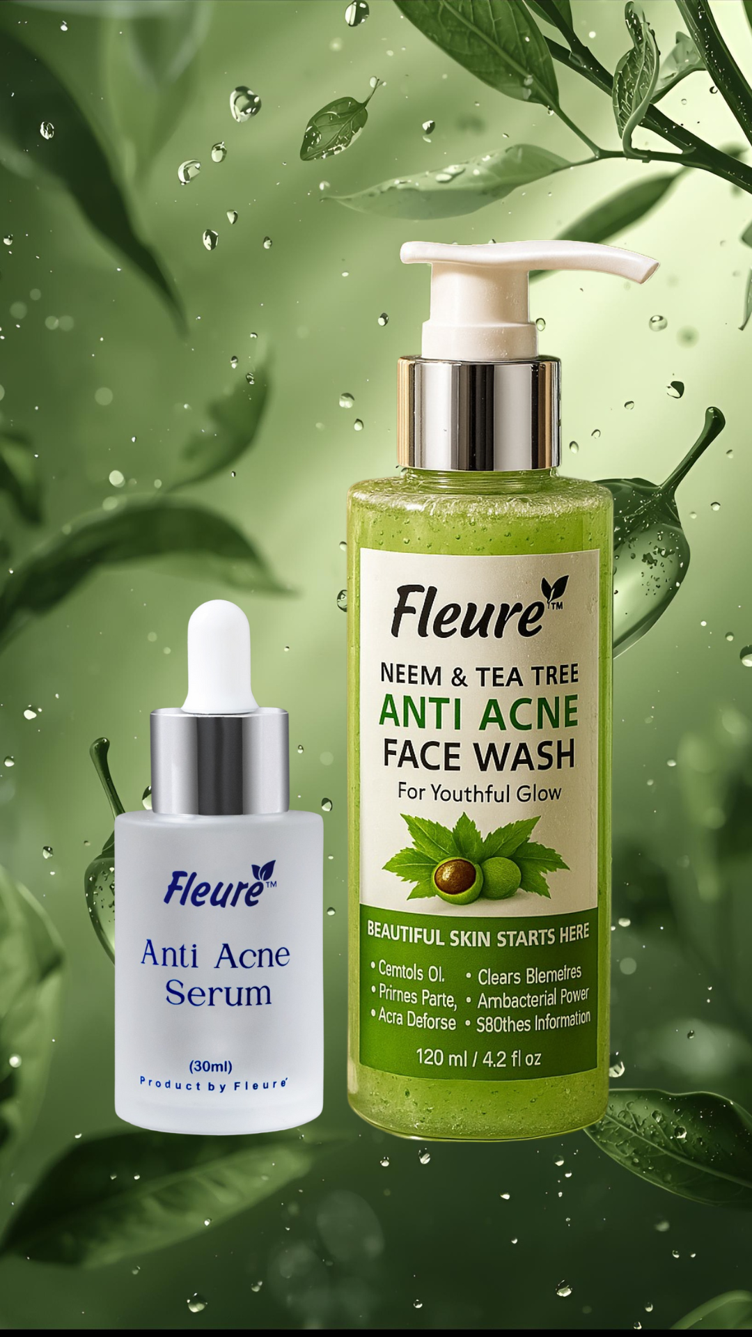 ✨ Fleure Anti Acne Kit 🌿💧✨ (Anti-Acne Serum + Anti-Acne Face Wash)
