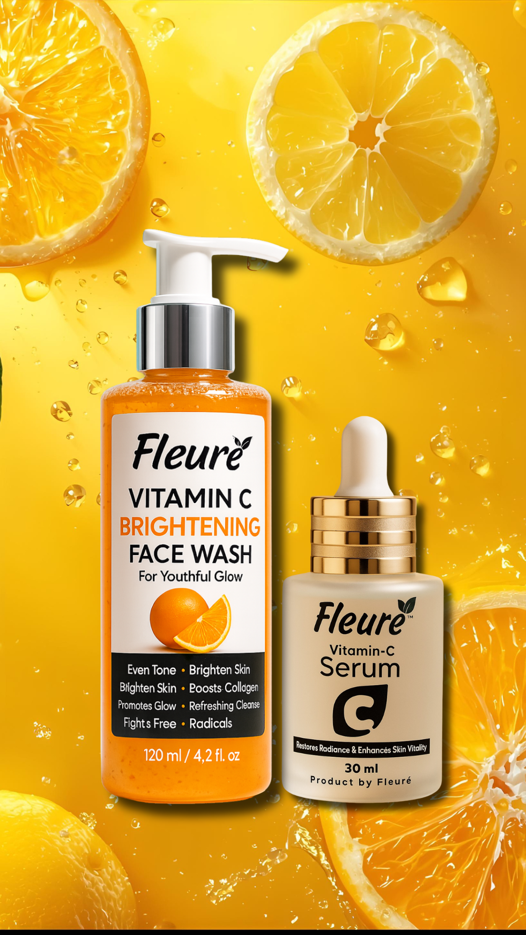 🌟 Fleuré Vitamin C Glow Kit (Serum + Face Wash)