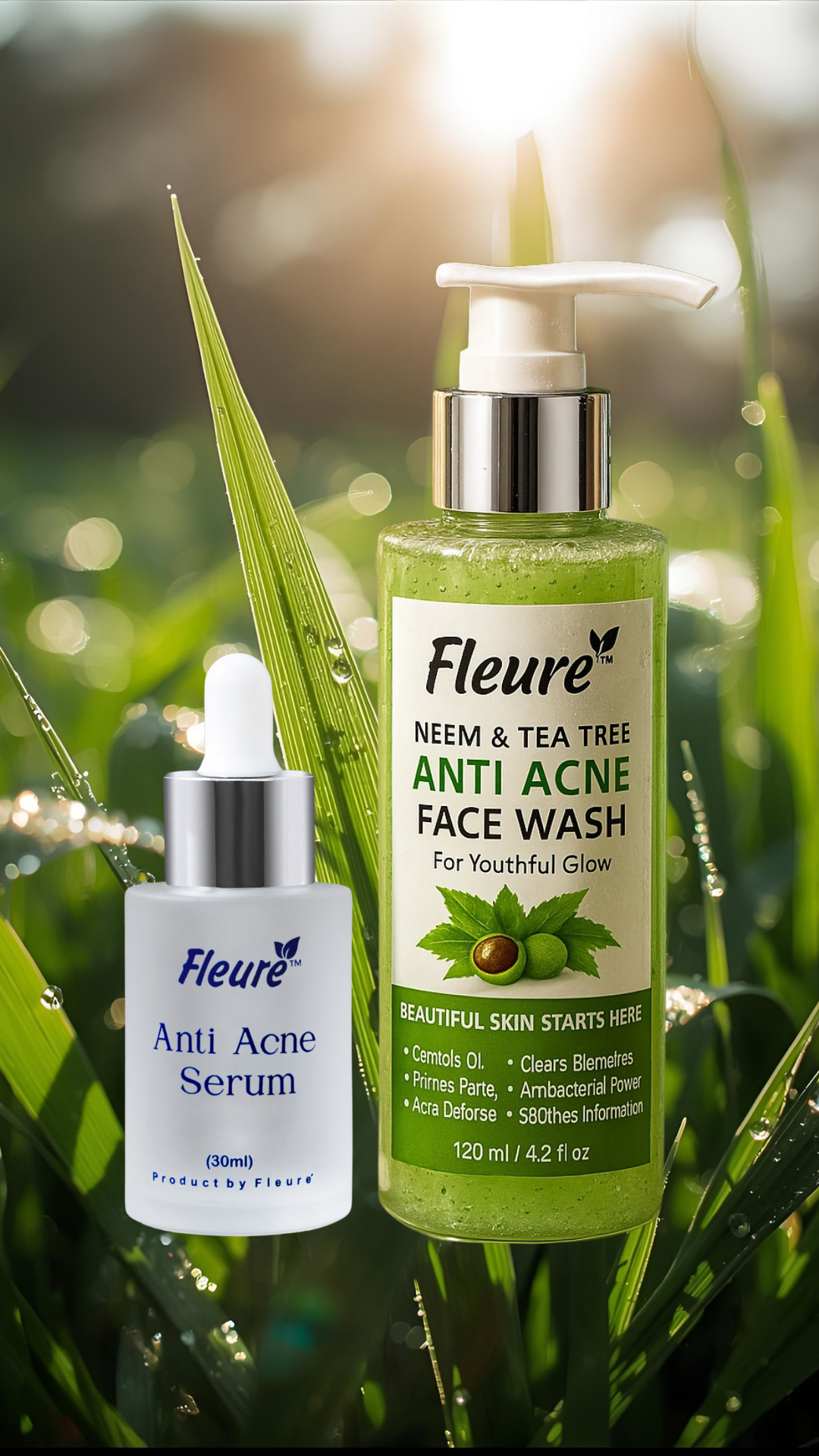 ✨ Fleure Anti Acne Kit 🌿💧✨ (Anti-Acne Serum + Anti-Acne Face Wash)
