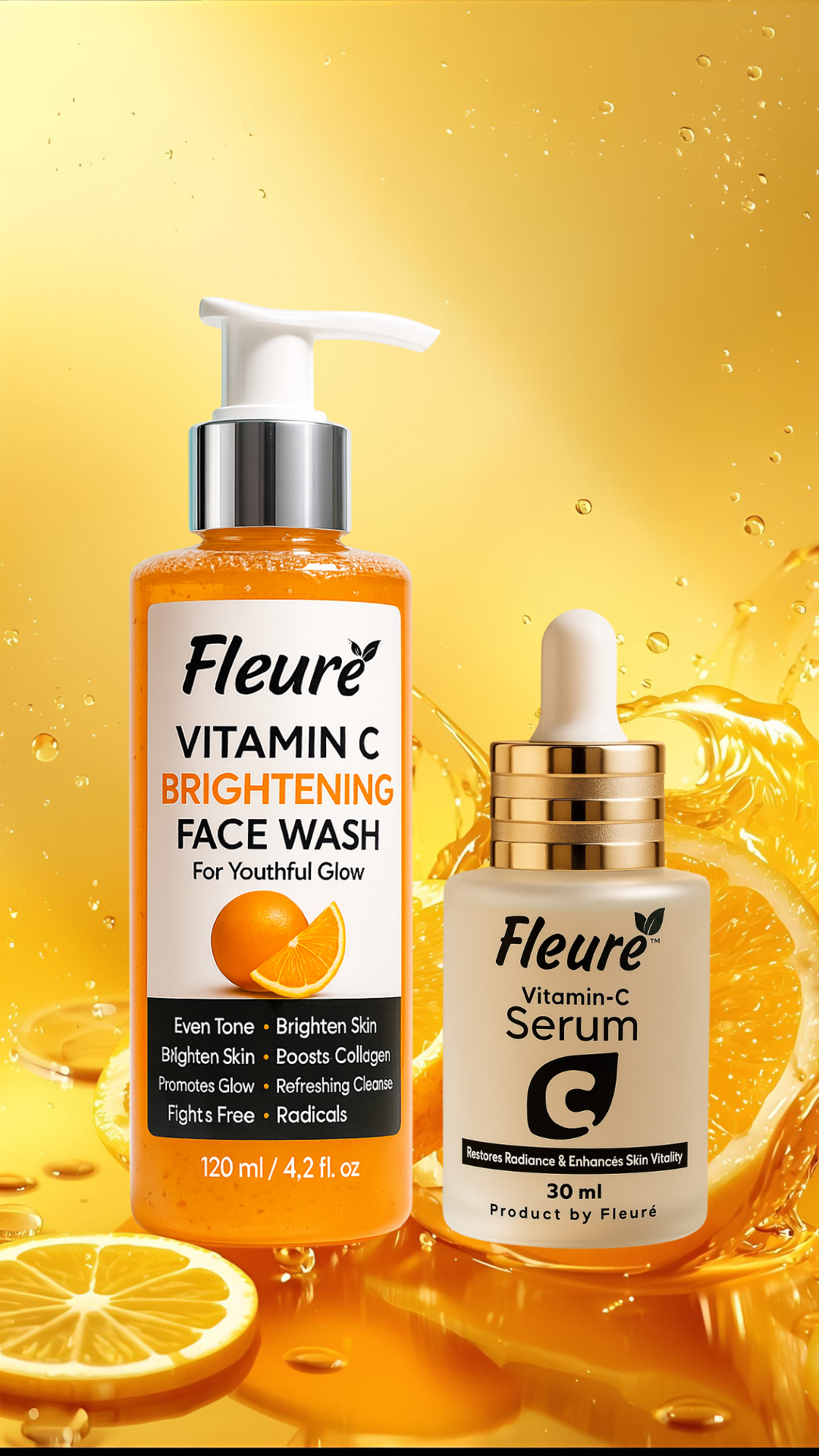 🌟 Fleuré Vitamin C Glow Kit (Serum + Face Wash)