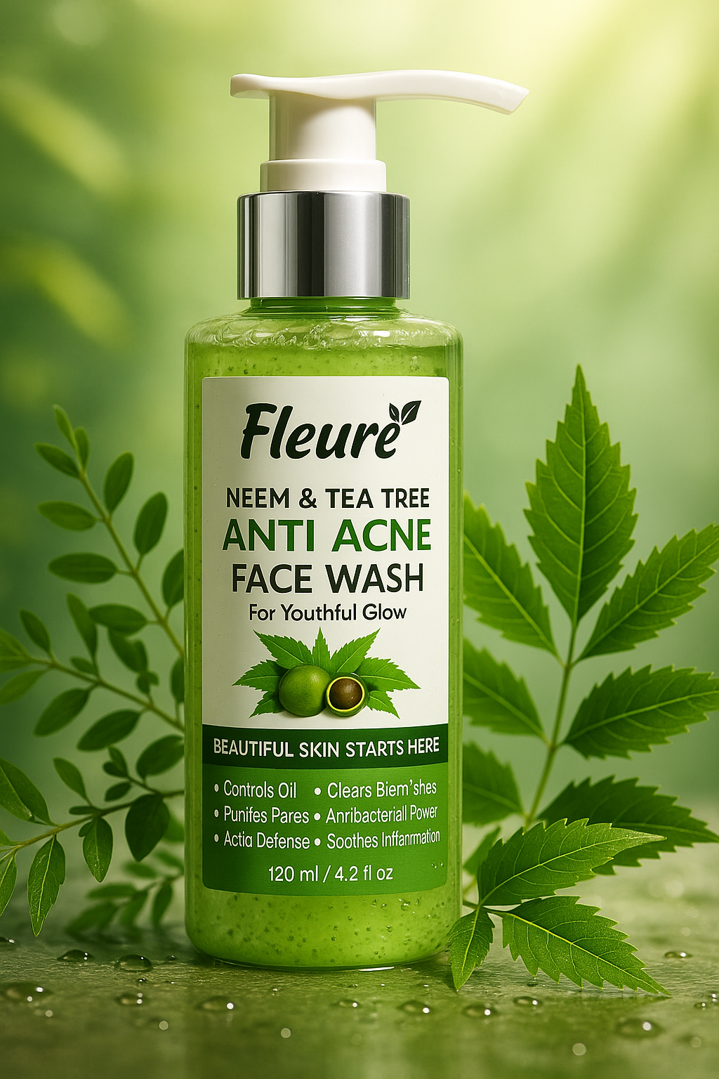 Anti Acne Face Wash with Tea Tree & Neem