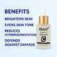 Benefits of Fleuré Vitamin C Serum: brightens skin, evens skin tone, reduces hyperpigmentation, & defends against damage