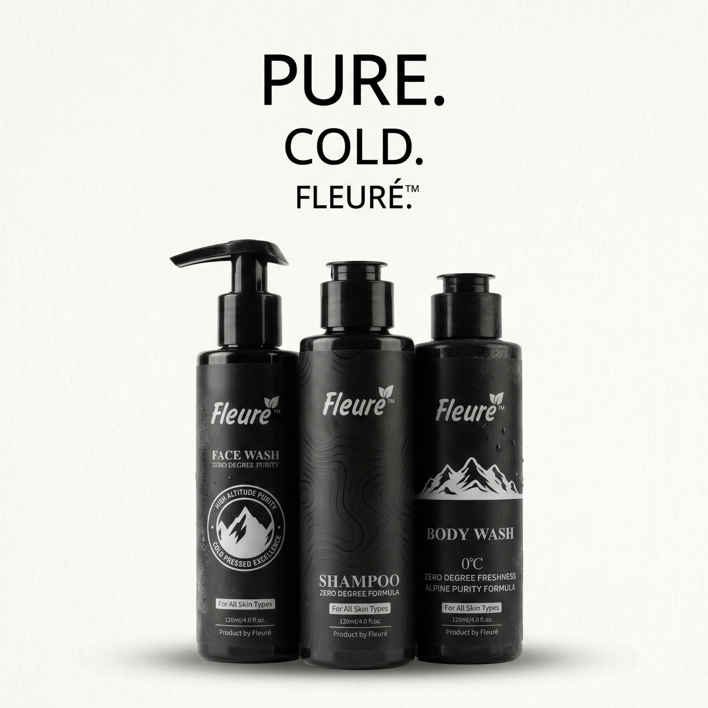 Complete summer skincare routine with Fleuré menthol face wash, shampoo and body wash