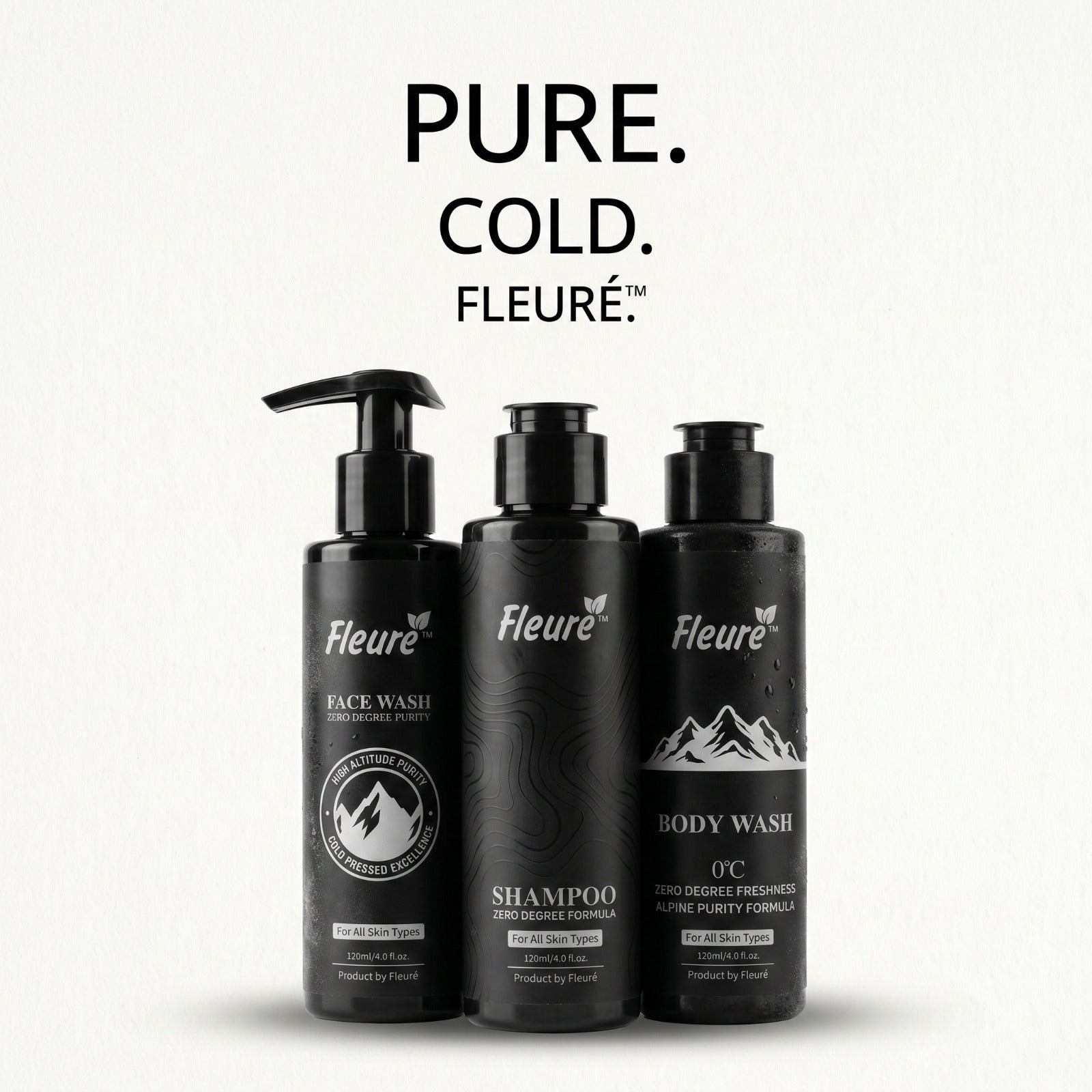 Complete summer skincare routine with Fleuré menthol face wash, shampoo and body wash