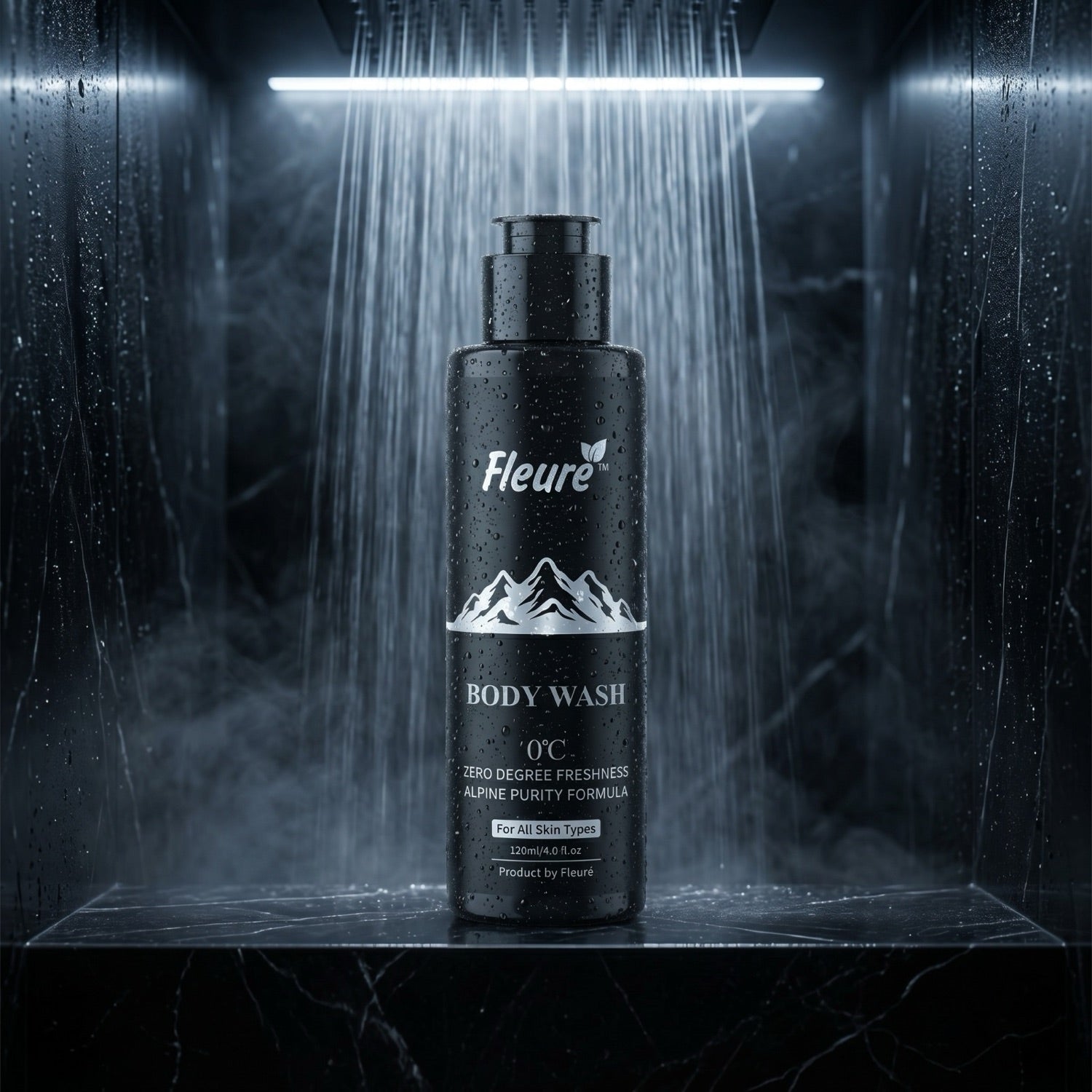 Cooling shower body wash menthol infused skin-friendly body cleanser by Fleuré
