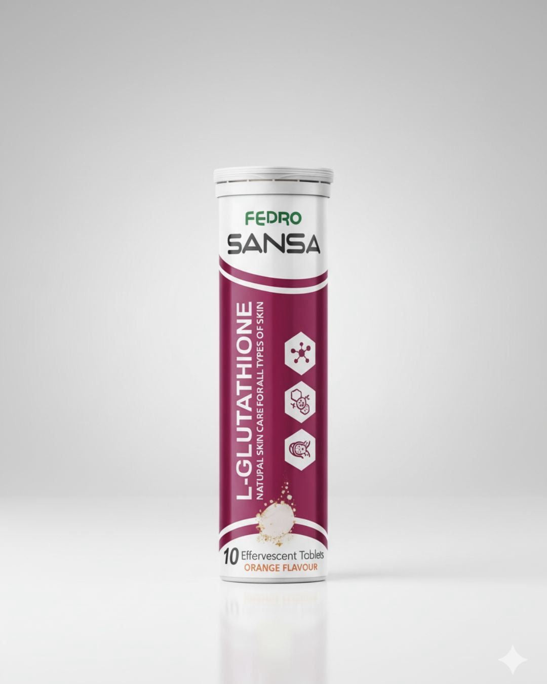 SANSA - Glutathione Effervescent Tablets with Vitamin C, E & Hyaluronic Acid – Skin Brightening & Antioxidant Boost