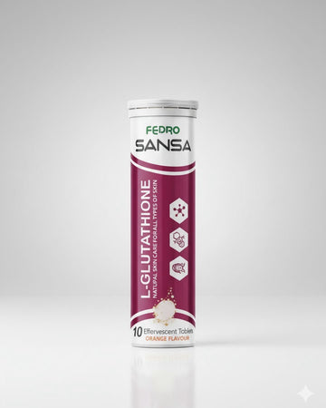 SANSA - Glutathione Effervescent Tablets with Vitamin C, E & Hyaluronic Acid – Skin Brightening & Antioxidant Boost