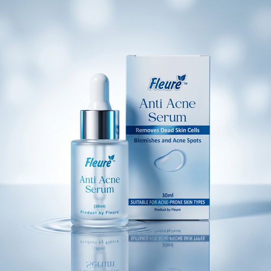 Fleuré Anti-Acne Serum 30ml with Mandelic Acid removes dead skin cells, blemishes and acne spots, suitable for acne-prone skin in Pakistan