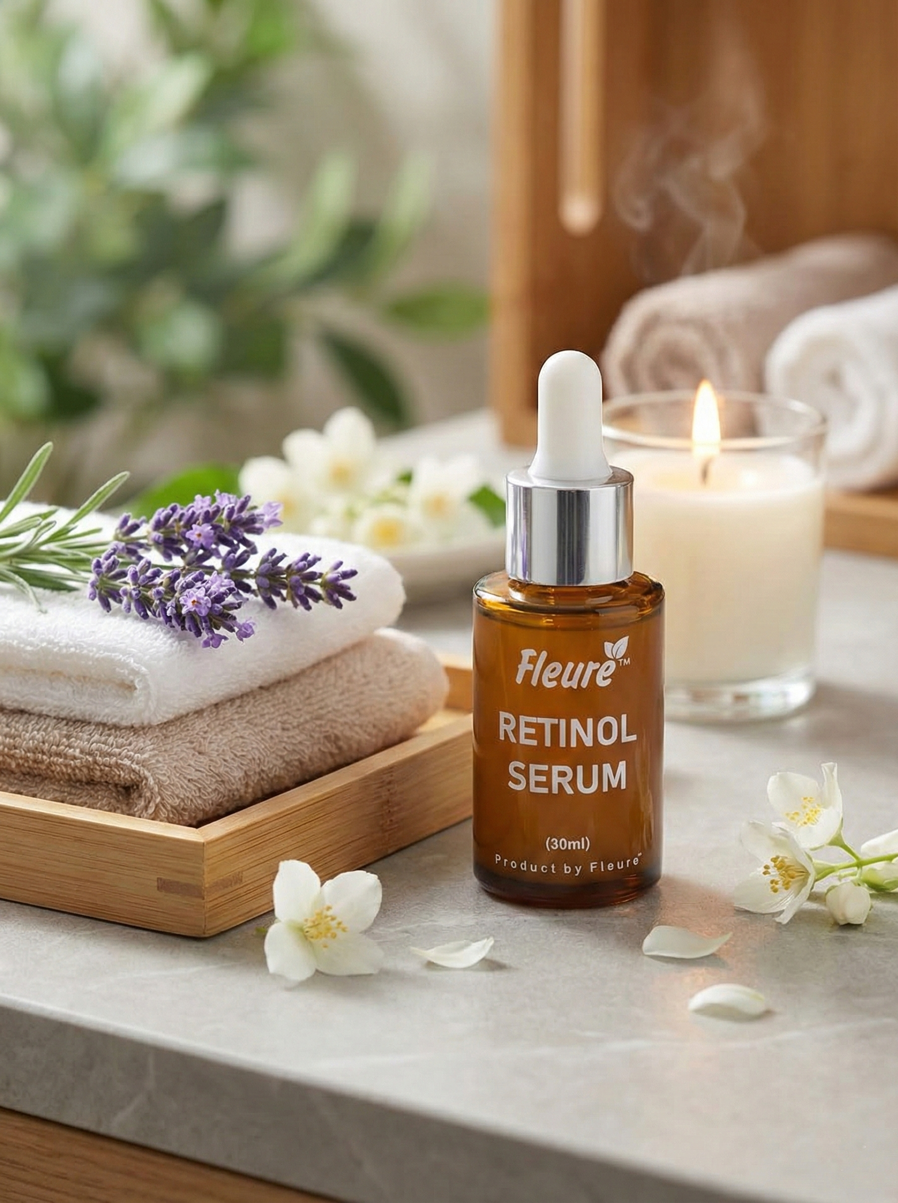 Fleuré Retinol Serum key ingredients: encapsulated retinol, niacinamide, hyaluronic acid, and vitamin E for anti-ageing skincare in Pakistan
