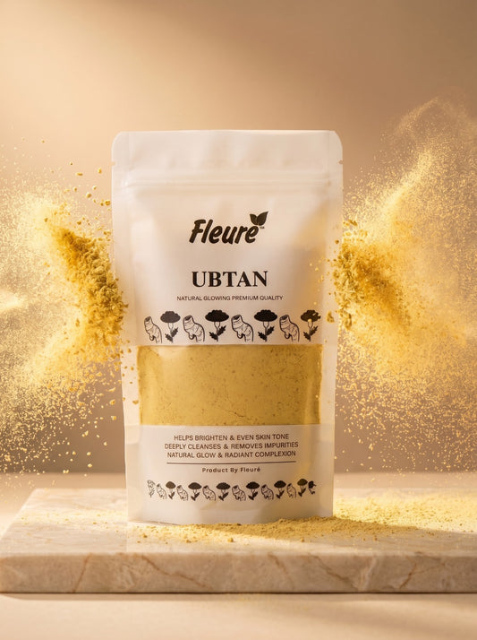 Fleuré Ubtan Face Mask traditional herbal powder for glowing skin with turmeric and botanical ingredients