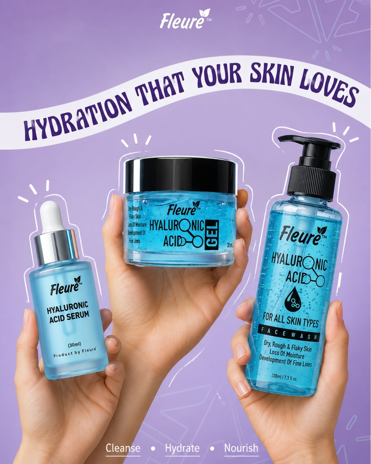 Fleure hyaluronic acid serum for deep hydration skincare routine Pakistan
