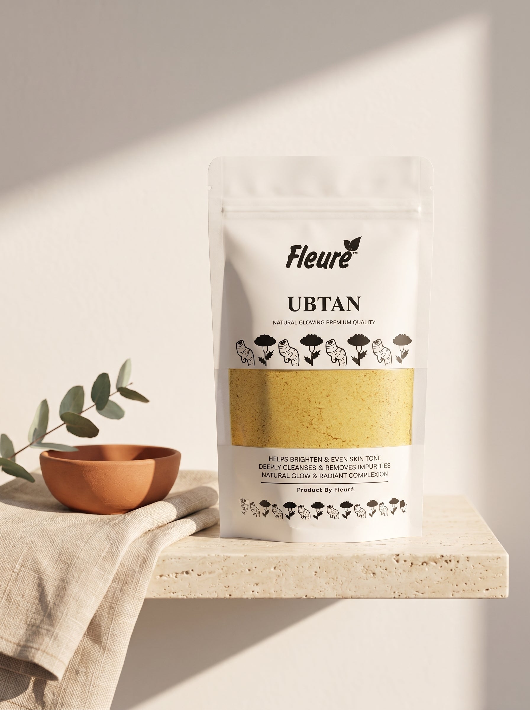 Herbal Ubtan Powder with turmeric, sandalwood, and chickpea flour for glowing skin care