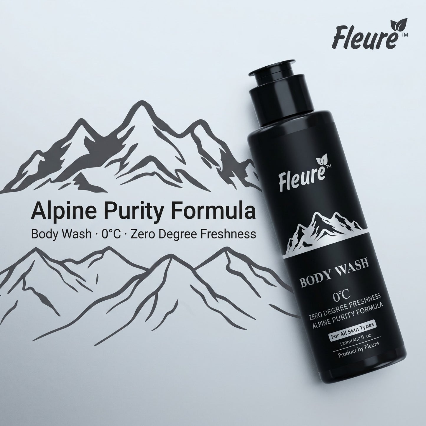 Menthol body wash with alpine purity formula for cooling summer skincare routine