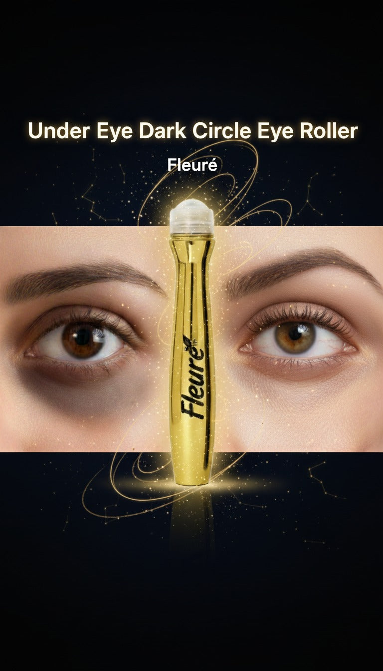 Visible reduction in dark circles and under eye puffiness after using Fleuré eye roller serum
