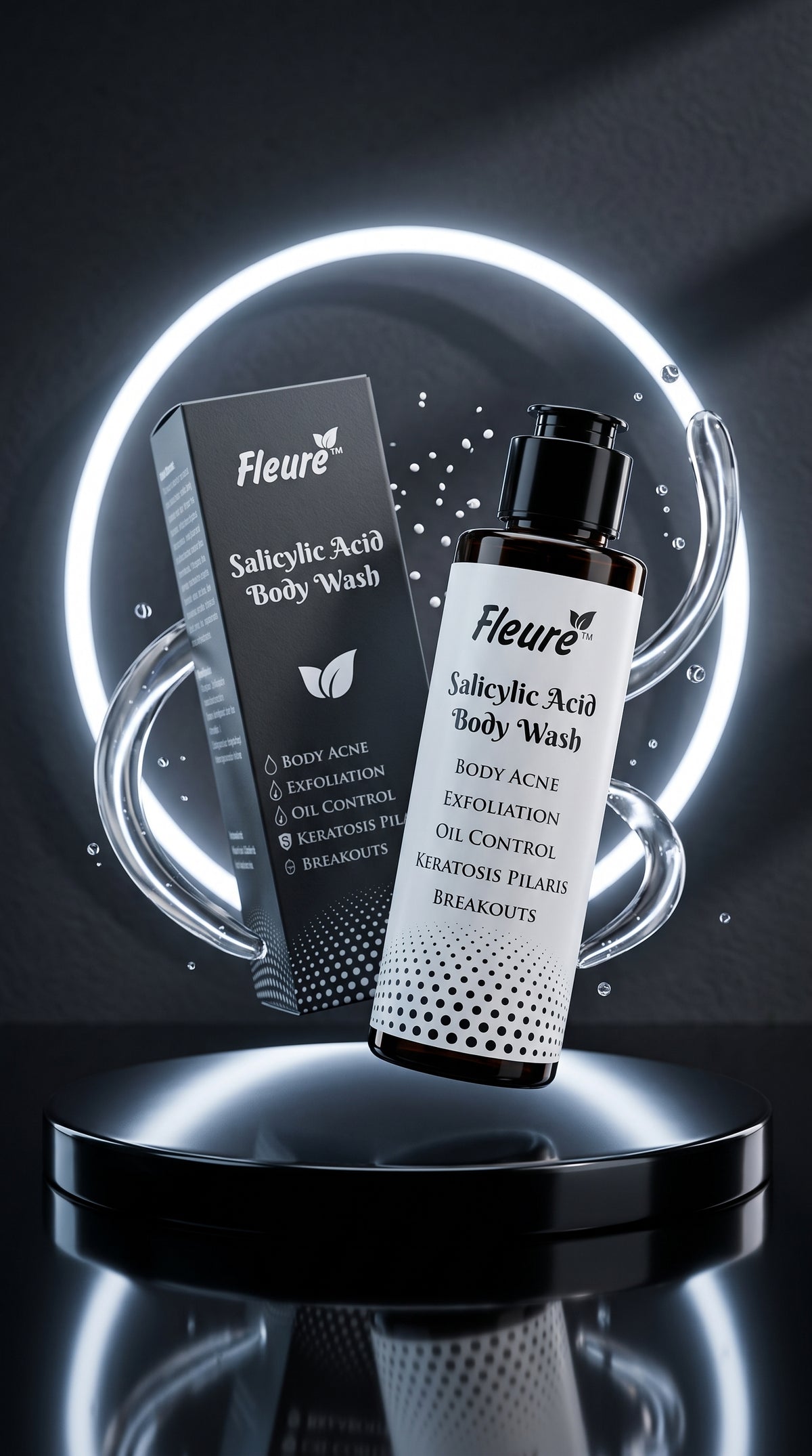 Salicylic acid body wash for body acne and rough skin